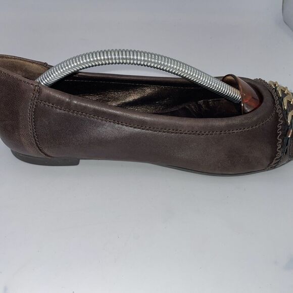 Tory Burch Women's Black Cap Toe Brown Leather Ballet‎ Flats Shoes US Size 7.5 - Picture 11 of 16